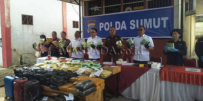 Polda Sumut Berhasil Menangkap 65 Tersangka Narkoba dan Mengamankan Sabu 102,5 Kg serta Ganja 124 Kg dari Agustus hingga November 2023