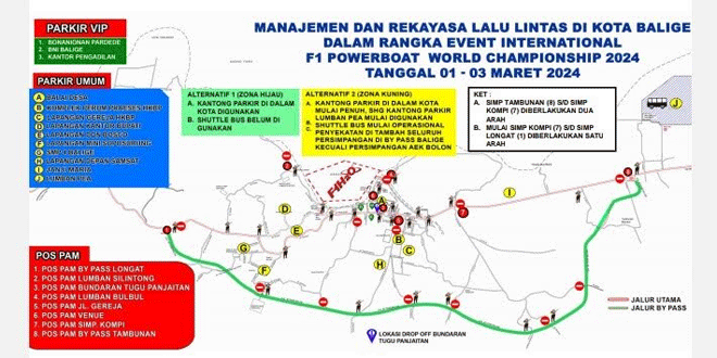 Rute Perjalanan Arus Lalu Lintas Kota Balige Selama F1 Powerboat Dipindahkan, Temukan Rutenya Di Waspada Online