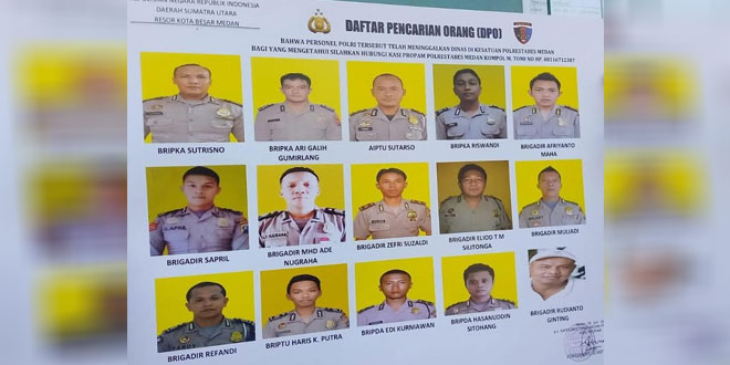 Penjelasan Polda Sumut tentang Foto 15 Personel Polrestabes Medan DPO yang Beredar – Waspada Online